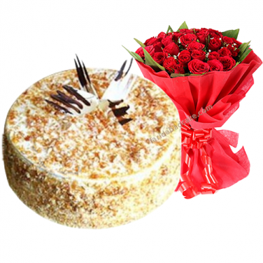 Butter Scotch Cake with Bouquet