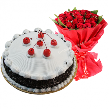 Black Forest Cake with Bouquet