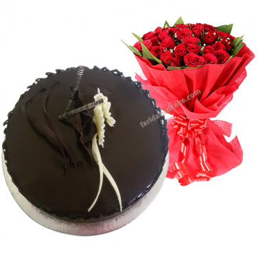 Chocolate Cake with Bouquet