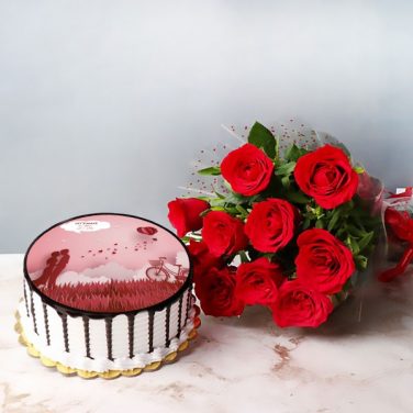 Photo Cake N Roses Combo