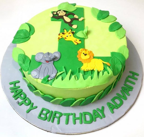 1st Jungle Theme Birthday Cake