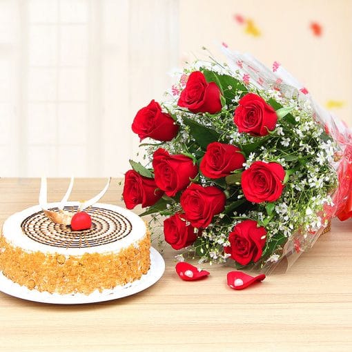 Butterscotch N Red Roses Combo