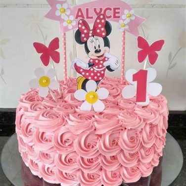 Minnie Mouse First Birthday Photo Cake