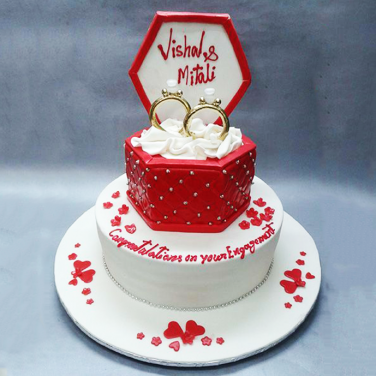 Red and White Engagement Cake