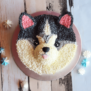 Huskey Dog Birthday Cake
