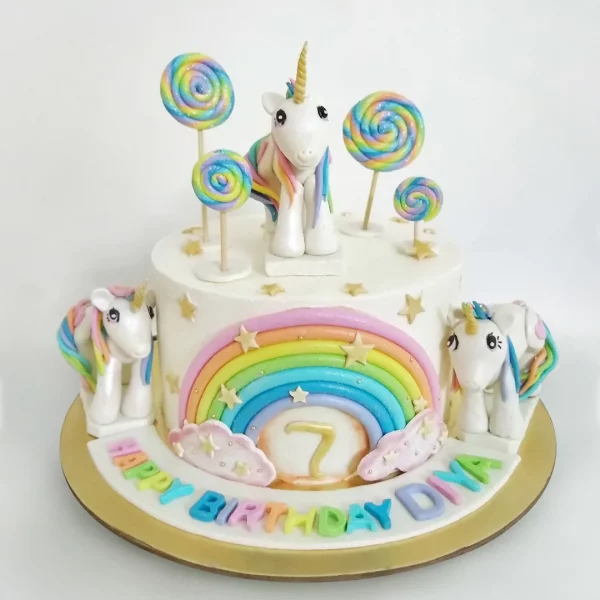 3 Unicorn Topper Cake