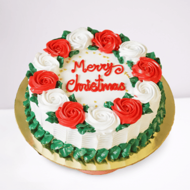 Beautiful Floral Xmas Cake