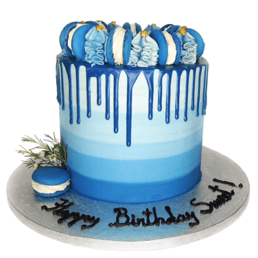 Birthday Blue Drip Cake