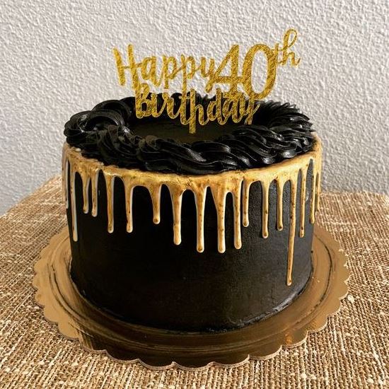 Black and Gold Drip Cake