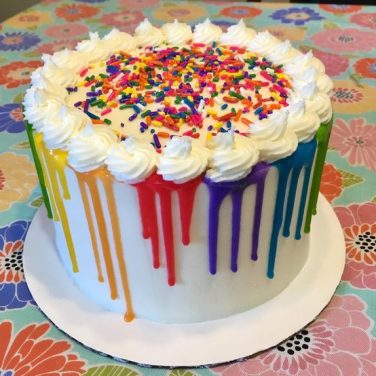 Rainbow Drip Cake with Sprinkles